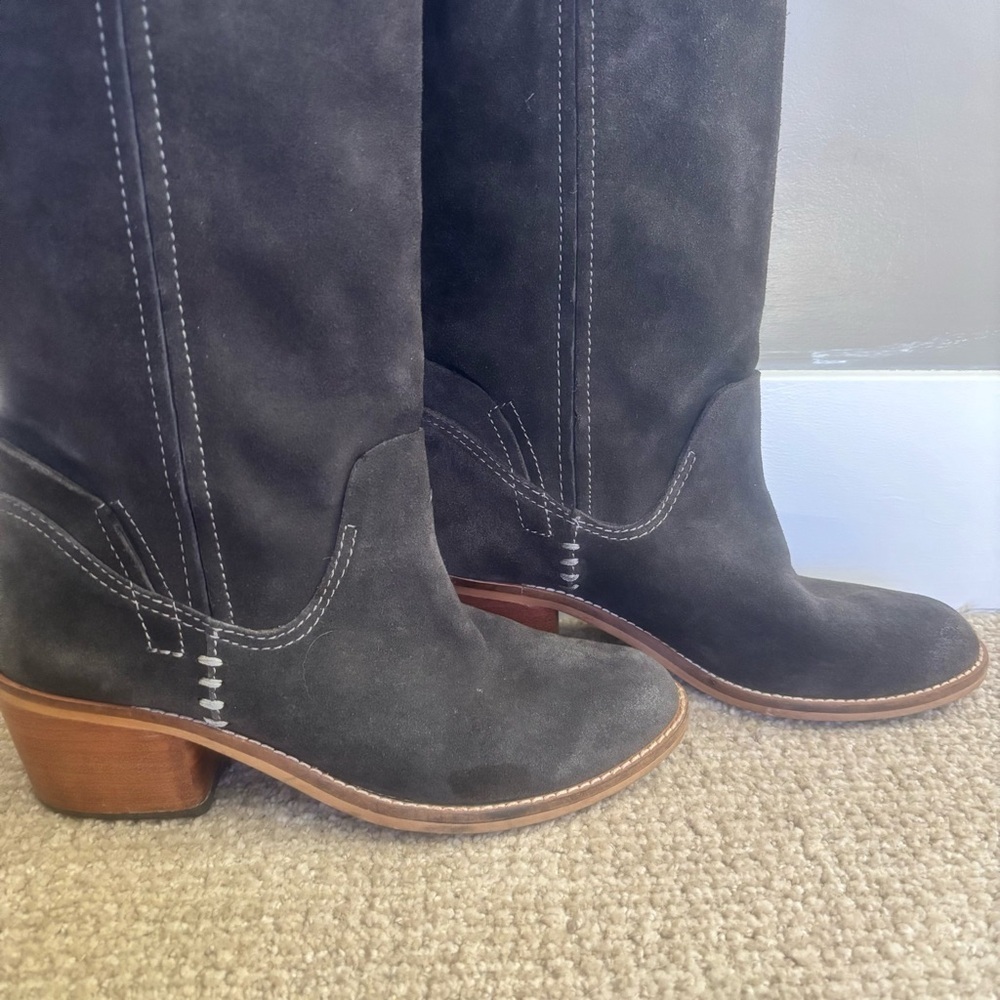 Dolce Vita Brown Suede Tall Western Boots Block Heel Women’s Size 7.5​ - Picture 3 of 12